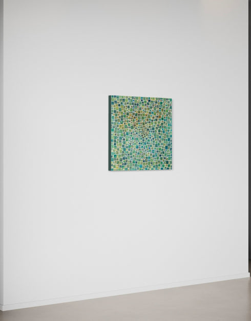 Green Squares | Framed Giclee Print on Canvas